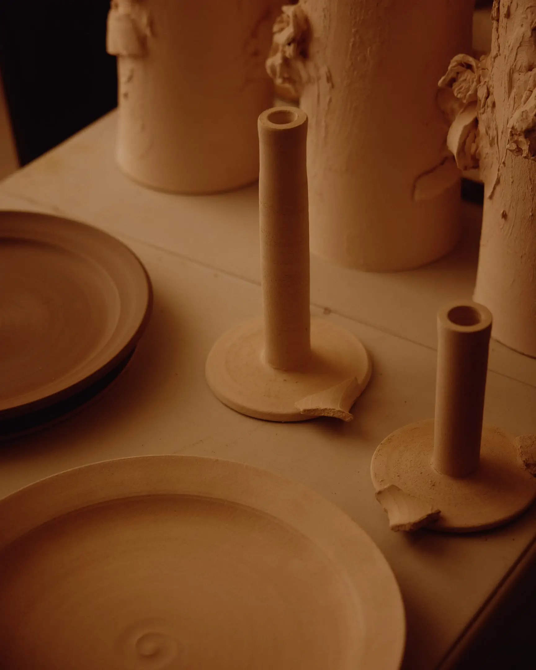 Unfinished ceramics from the studio of Jotham Hung. Jotham Hung Ceramics based in Los Angeles, Ca shot originally for NAN Collective.