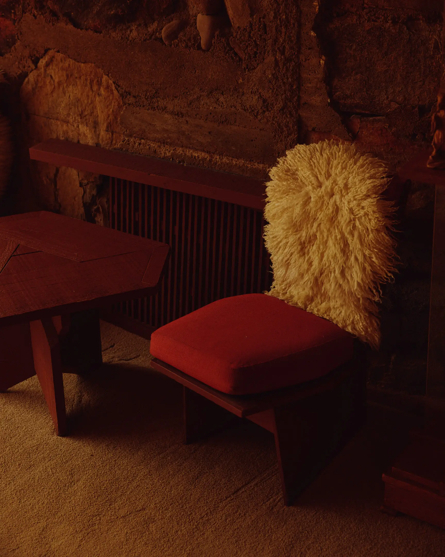 Main living room that is at Taliesin West. Taliesin West was built by Frank Lloyd Wright in Scottsdale, AZ.