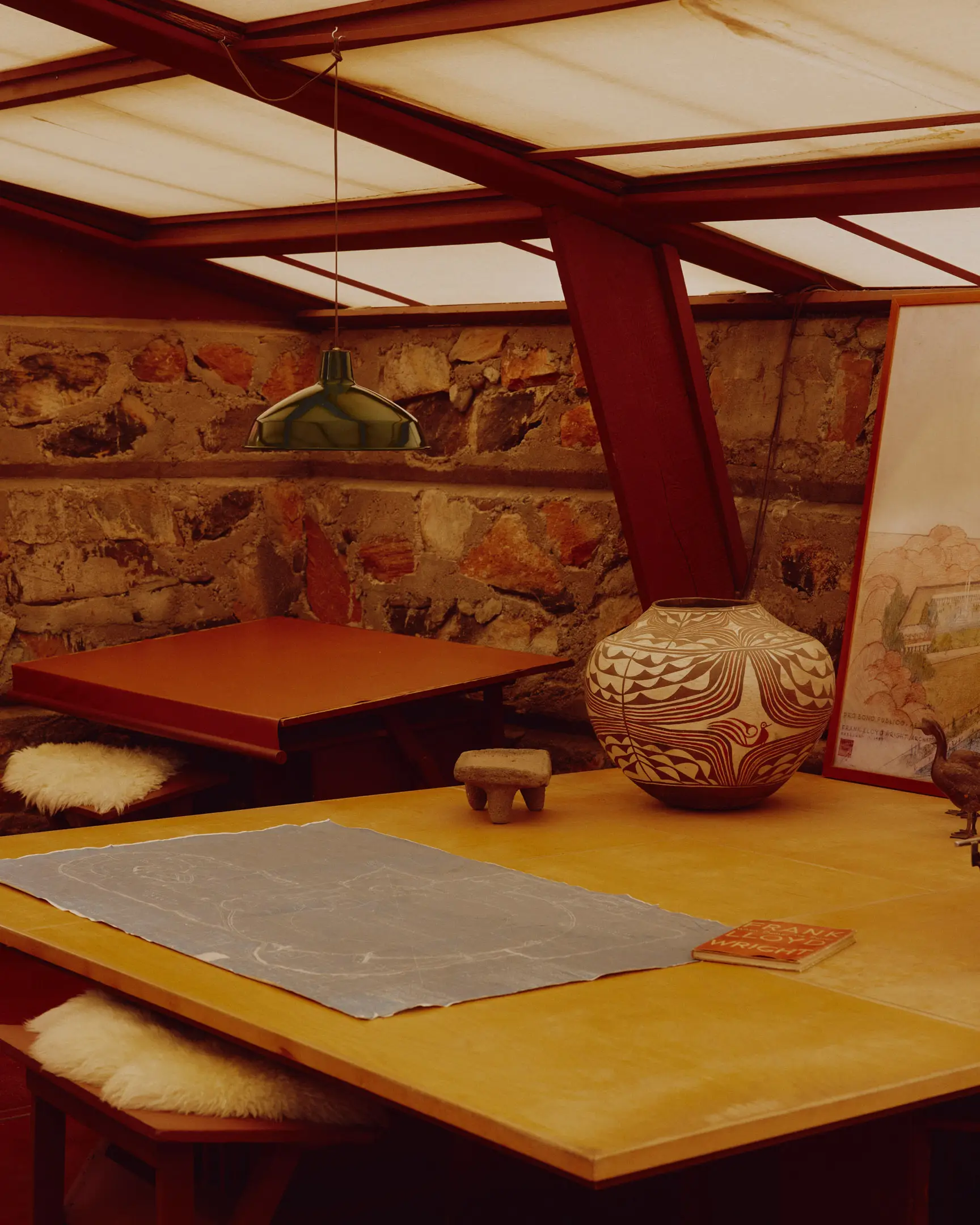 Study and workshop that is at Taliesin West. Taliesin West was built by Frank Lloyd Wright in Scottsdale, AZ.